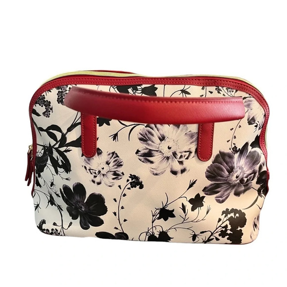 Y2K Kenneth Cole Reaction Floral Satchel Bag Black White Red - Picture 10 of 10